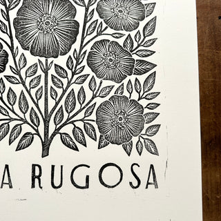 Hand Block Printed Rosa Rugosa Art Print - No. 5308