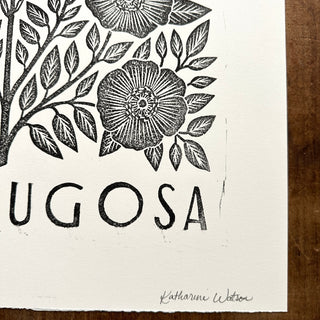 Hand Block Printed Rosa Rugosa Art Print - No. 5308