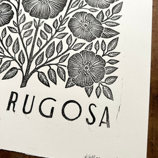 Hand Block Printed Rosa Rugosa Art Print - No. 5308