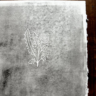 TEST PRINT: Hand Block Printed Dandelion Art Print - No. 5309