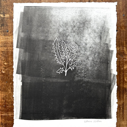 TEST PRINT: Hand Block Printed Dandelion Art Print - No. 5311