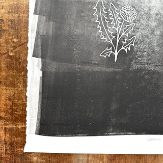 TEST PRINT: Hand Block Printed Dandelion Art Print - No. 5311