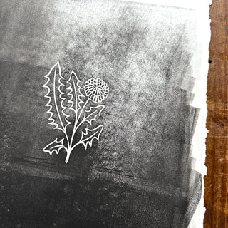 TEST PRINT: Hand Block Printed Dandelion Art Print - No. 5311