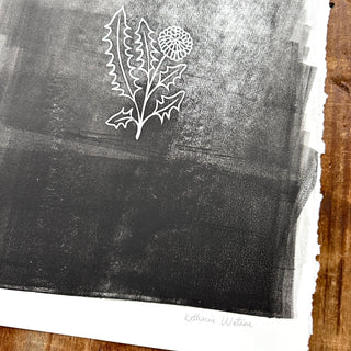 TEST PRINT: Hand Block Printed Dandelion Art Print - No. 5311