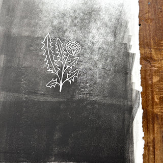 TEST PRINT: Hand Block Printed Dandelion Art Print - No. 5311