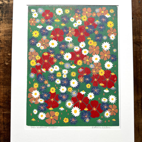 Hand Block Printed "Wildflower Meadow" Reduction Print - 5328