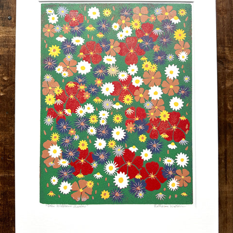 Hand Block Printed "Wildflower Meadow" Reduction Print - 5329