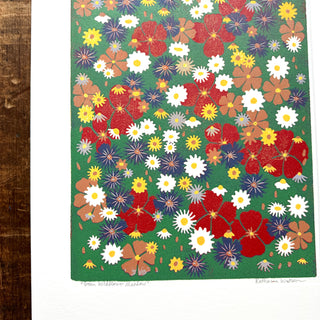 Hand Block Printed "Wildflower Meadow" Reduction Print - 5329