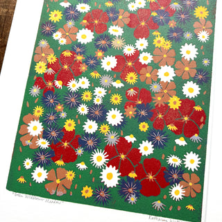 Hand Block Printed "Wildflower Meadow" Reduction Print - 5329