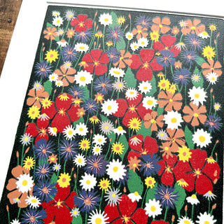 Hand Block Printed "Wildflower Meadow" Reduction Print - No. 23