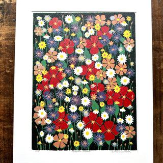 Hand Block Printed "Wildflower Meadow" Reduction Print - No. 22