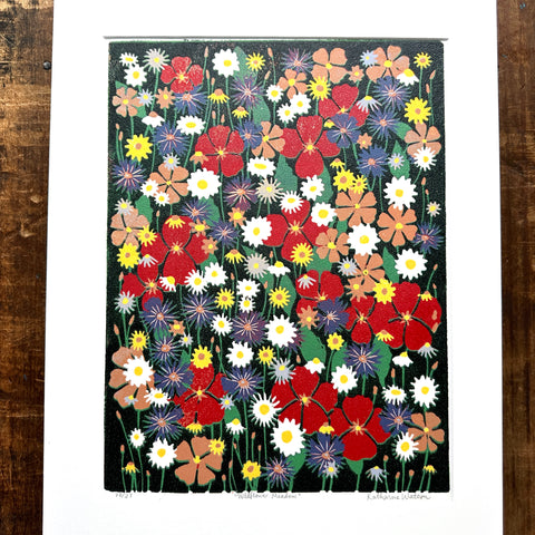 Hand Block Printed "Wildflower Meadow" Reduction Print - No. 22