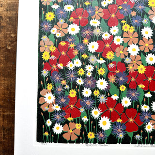 Hand Block Printed "Wildflower Meadow" Reduction Print - No. 22