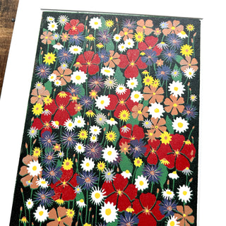 Hand Block Printed "Wildflower Meadow" Reduction Print - No. 22