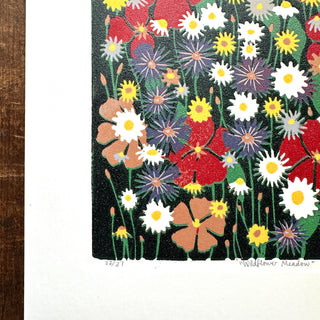 Hand Block Printed "Wildflower Meadow" Reduction Print - No. 22