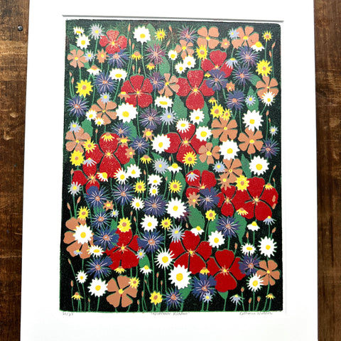 Hand Block Printed "Wildflower Meadow" Reduction Print - No. 21