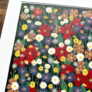 Hand Block Printed "Wildflower Meadow" Reduction Print - No. 21