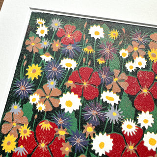 Hand Block Printed "Wildflower Meadow" Reduction Print - No. 21