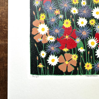 Hand Block Printed "Wildflower Meadow" Reduction Print - No. 21