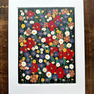 Hand Block Printed "Wildflower Meadow" Reduction Print - No. 20