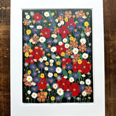 Hand Block Printed "Wildflower Meadow" Reduction Print - No. 20