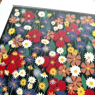 Hand Block Printed "Wildflower Meadow" Reduction Print - No. 20