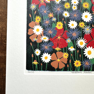 Hand Block Printed "Wildflower Meadow" Reduction Print - No. 20