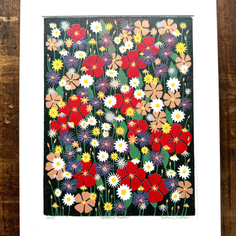 Hand Block Printed "Wildflower Meadow" Reduction Print - No. 26