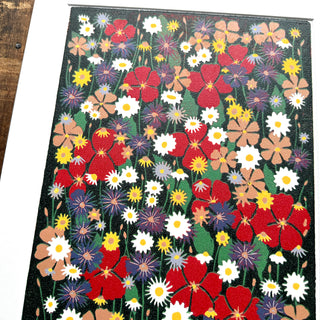 Hand Block Printed "Wildflower Meadow" Reduction Print - No. 26