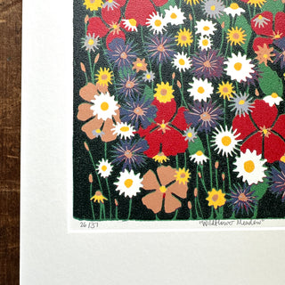 Hand Block Printed "Wildflower Meadow" Reduction Print - No. 26