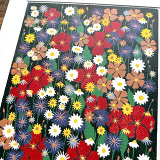 Hand Block Printed "Wildflower Meadow" Reduction Print - No. 25