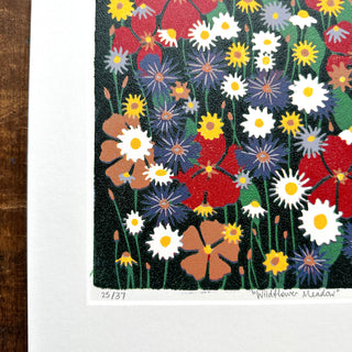 Hand Block Printed "Wildflower Meadow" Reduction Print - No. 25