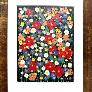 Hand Block Printed "Wildflower Meadow" Reduction Print - No. 24