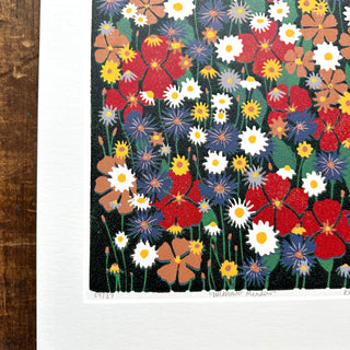 Hand Block Printed "Wildflower Meadow" Reduction Print - No. 24