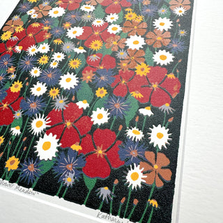 Hand Block Printed "Wildflower Meadow" Reduction Print - No. 24