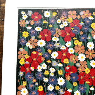 Hand Block Printed "Wildflower Meadow" Reduction Print - No. 24