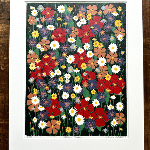 Hand Block Printed "Wildflower Meadow" Reduction Print - No. 31