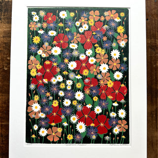 Hand Block Printed "Wildflower Meadow" Reduction Print - No. 27