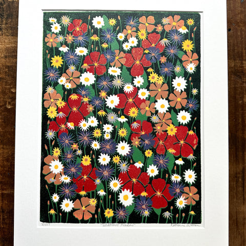 Hand Block Printed "Wildflower Meadow" Reduction Print - No. 27