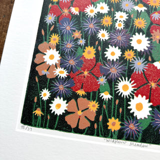 Hand Block Printed "Wildflower Meadow" Reduction Print - No. 28