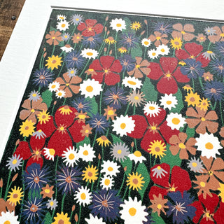 Hand Block Printed "Wildflower Meadow" Reduction Print - No. 29