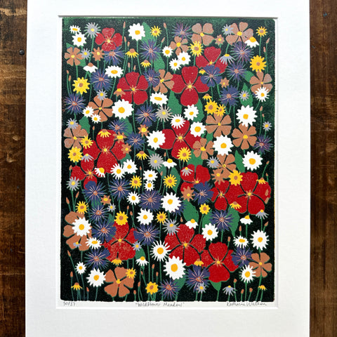 Hand Block Printed "Wildflower Meadow" Reduction Print - No. 30