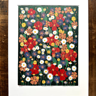 Hand Block Printed "Wildflower Meadow" Reduction Print - No. 36