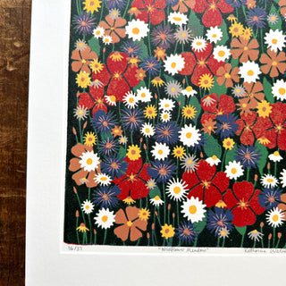 Hand Block Printed "Wildflower Meadow" Reduction Print - No. 36