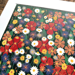 Hand Block Printed "Wildflower Meadow" Reduction Print - No. 36