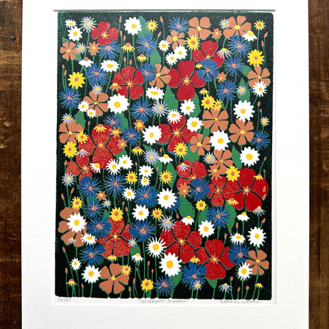 Hand Block Printed "Wildflower Meadow" Reduction Print - No. 35