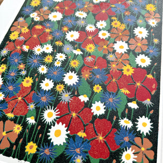 Hand Block Printed "Wildflower Meadow" Reduction Print - No. 35