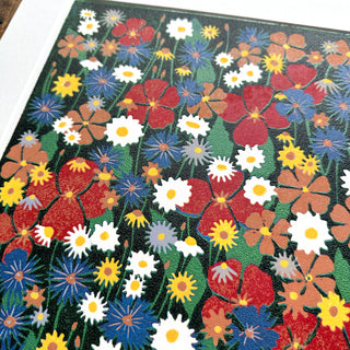 Hand Block Printed "Wildflower Meadow" Reduction Print - No. 35