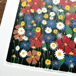 Hand Block Printed "Wildflower Meadow" Reduction Print - No. 35