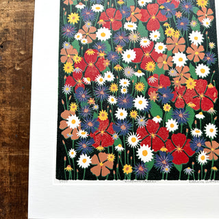 Hand Block Printed "Wildflower Meadow" Reduction Print - No. 34